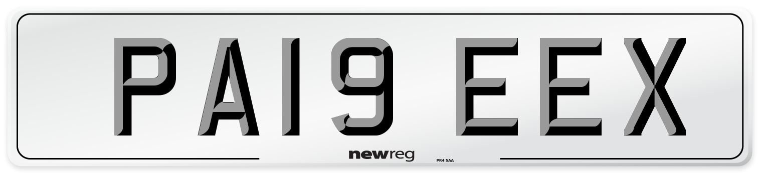 PA19 EEX Number Plate from New Reg